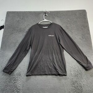 Ariat Shirt Mens Large Gray Long Sleeve Buckle Western Shield Logo Graphic Tee